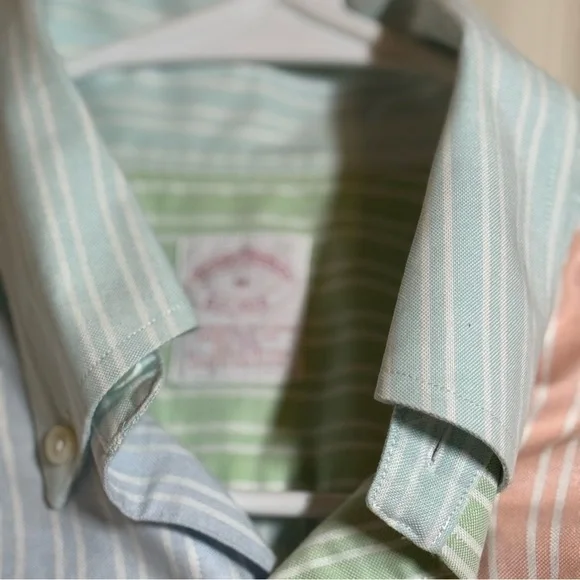 Brooks Brothers Pastel Striped Button Down Shirt Size M - Picture 4 of 10
